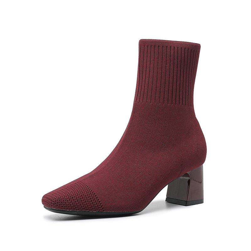 Bottines Chaussettes Élégantes à Talon Confort
