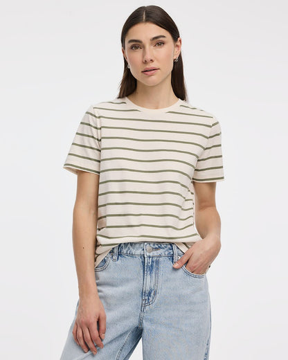 T-shirt rayé à col rond