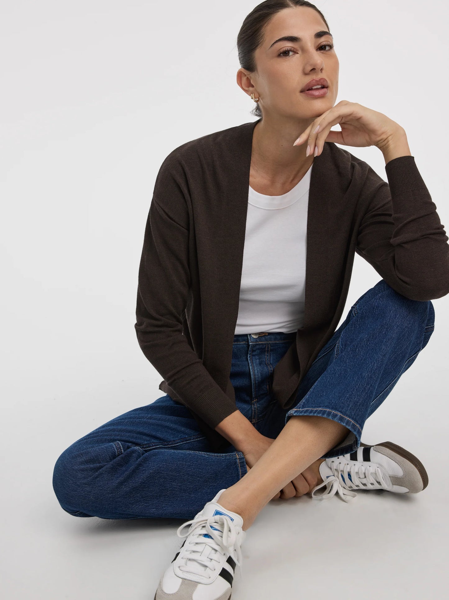 Cardigan ouvert à manches avec poches