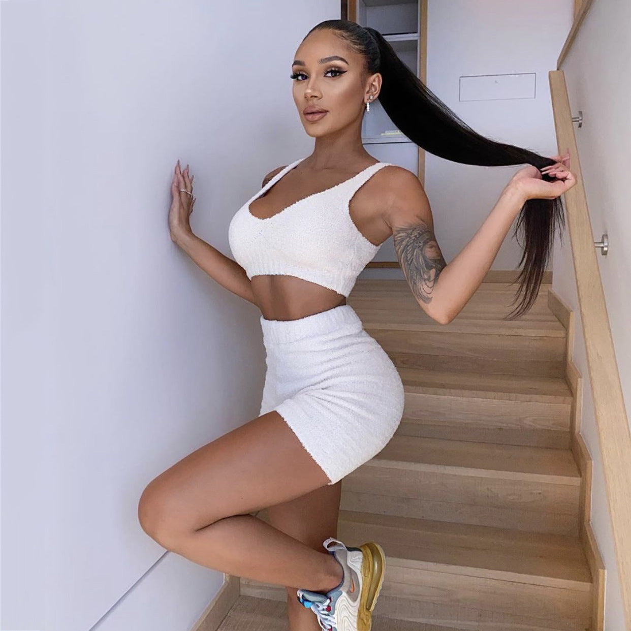 Ensemble Loungewear Femme 3 Pièces Ultra Confort – Cardigan Long, Crop Top & Short