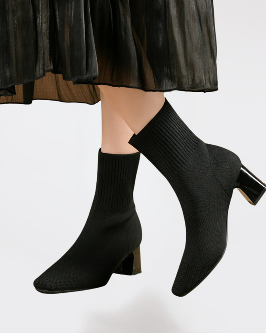 Bottines Chaussettes Élégantes à Talon Confort